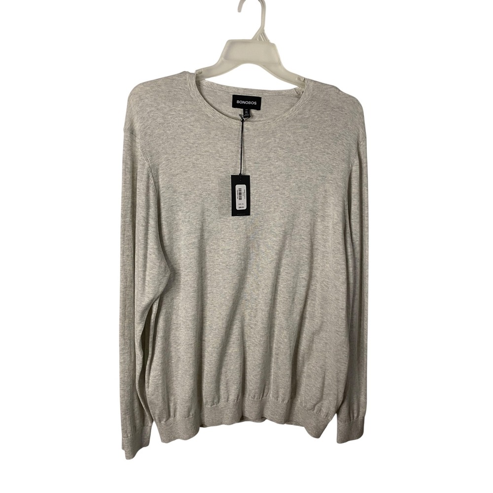 Bonobos Mens Slim fit Crew Neck Pullover Sweater Light Grey XXL NWT New